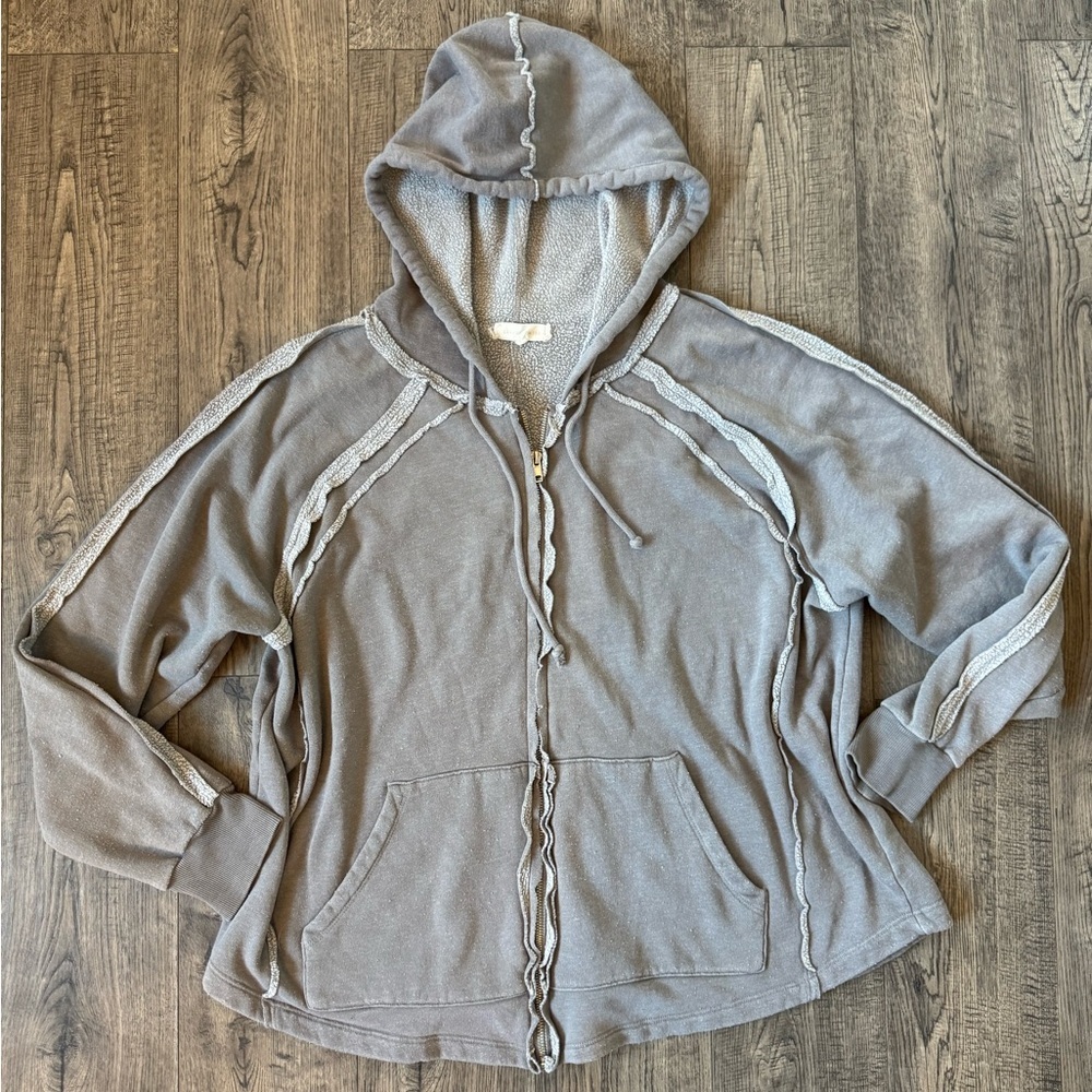 Buckle Gilded Intent Washed Zip Up Hoodie- Washed Grey- Size Large - Picture 6 of 9